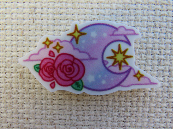 First view of Rosy Pink Moon and Stars Needle Minder.