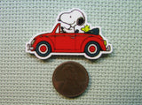 Second view of the Snoopy in a Red Convertible Car Needle Minder