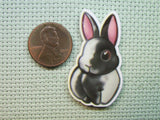 Second view of the Black and White Bunny Needle Minder