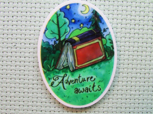 First view of the Adventure Awaits in a Book Needle Minder