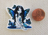 Second view of Blue Butterfly Fairy Needle Minder.