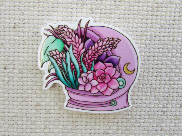 First view of Pink Floral Astronaut Helmet Needle Minder.