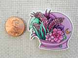 Second view of Pink Floral Astronaut Helmet Needle Minder.