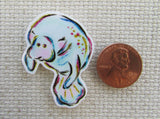 Second view of Watercolor Manatee Needle Minder.