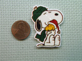 Second view of the Snoopy and Woodstock Christmas Hug Needle Minder