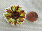 Second view of Yellow Animal Print Sunflower Needle Minder.