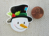 Second view of Jolly Snowman Face Needle Minder.