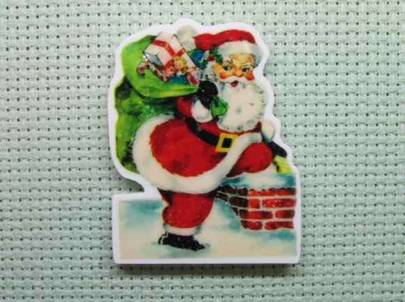 First view of the Santa Going Down the Chimney Needle Minder
