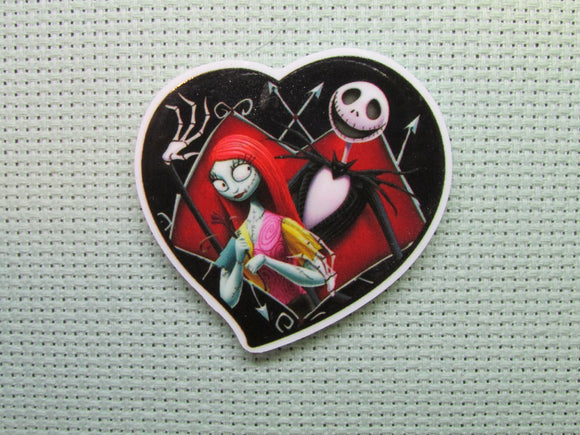 First view of the Jack and Sally in a Black and Red Heart Needle Minder
