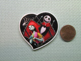 Second view of the Jack and Sally in a Black and Red Heart Needle Minder