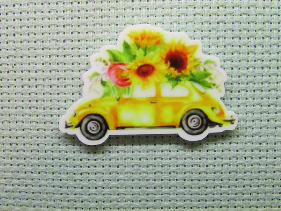 First view of the Yellow Floral Bug Car Needle Minder