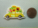 Second view of the Yellow Floral Bug Car Needle Minder