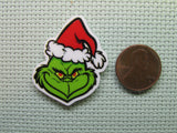 Second view of the Grinch in a Santa Hat Needle Minder