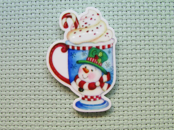 First view of the Snowman Christmas Mug of Cocoa Needle Minder