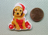 Second view of the Christmas Puppy Needle Minder