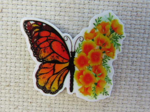 First view of Orange Poppy Butterfly Needle Minder.