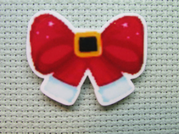 First view of the Red Santa Christmas Bow Needle Minder