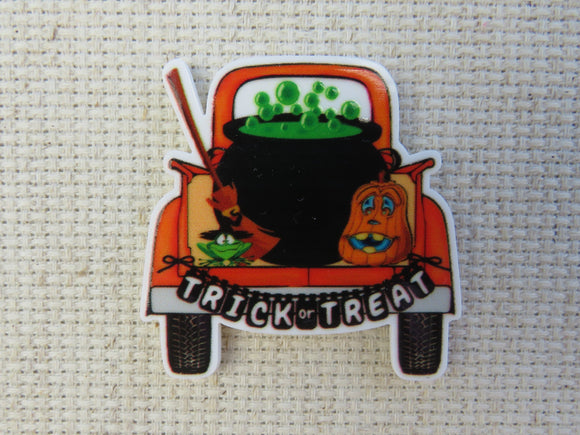 First view of Trick or Treat Cauldron Truck Needle Minder.