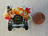 Second view of Happy Thanksgiving Checkered Truck Needle Minder.