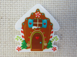First view of Gingerbread House with Candy Canes Needle Minder.