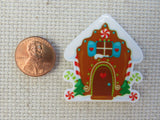 Second view of Gingerbread House with Candy Canes Needle Minder.