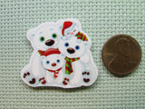 Second view of the Christmas Polar Bear Family Needle Minder