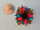 Second view of Red and Blue Animal Print Sunflower Needle Minder.