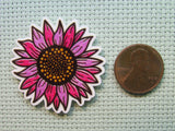 Second view of the Pretty Pink Sunflower Needle Minder