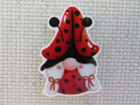 First view of Ladybug Themed Gnome Needle Minder. 