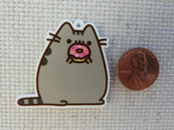 Second view of Cartoon Cat with a Pink Donut Needle Minder.