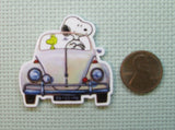 Second view of the Snoopy in a White VW Bug Needle Minder