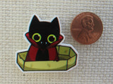 Second view of Bat Cat in a Coffin Needle Minder.