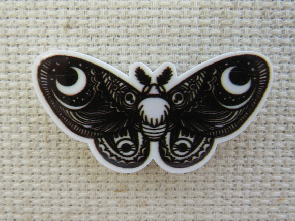 First view of Black and White Moon Moth Needle Minder.