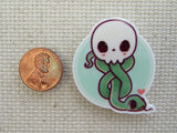 Second view of Skull with a Green Snake Slytherin Out of It Needle Minder.