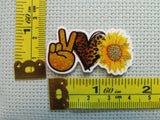 Third view of the Peace Love Sunflower Needle Minder