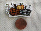 Second view of A Trio of Decorative Pumpkins Needle Minder.