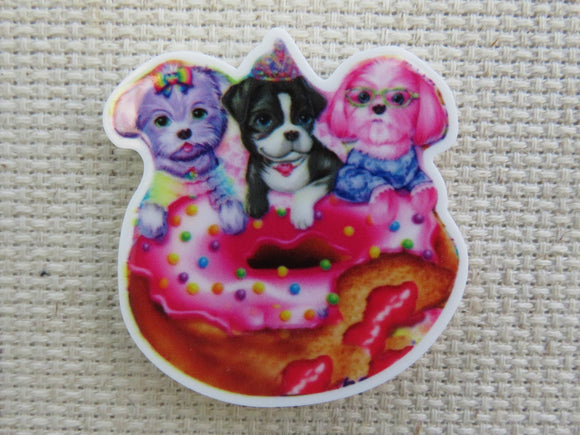 First view of Puppies Eating a Donut Needle Minder.