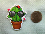 Second view of the Shade Wearing Cactus with a Ladybug Friend Needle Minder