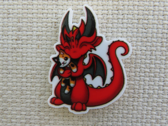 First view of Red Dragon Hugging a Kitty Needle Minder.