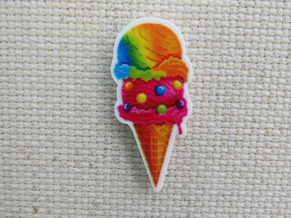 First view of Rainbow Colored Ice Cream Cone Needle Minder.