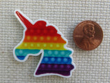 Second view of Pop It Rainbow Unicorn Needle Minder.