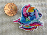 Second view of Colorful Dolphins Playing in the Water Needle Minder.