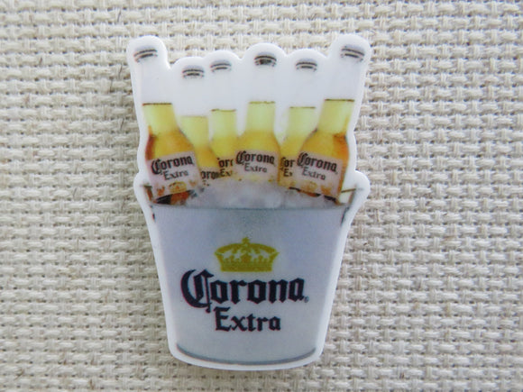 First view of Bucket of Corona Extra Beer Needle Minder.