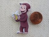 Second view of Funny Monkey Eating a Banana Needle Minder.