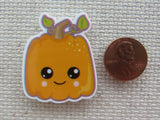 Second view of The Cutest Smiling Pumpkin Needle Minder.