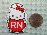 Second view of the Cute White RN Kitty Needle Minder