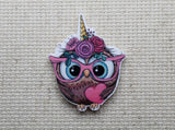 First view of Unicorn Owl with a Heart Needle Minder.