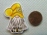 Second view of the Sunflower Yellow Gnome Needle Minder