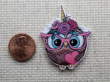 Second view of Unicorn Owl with a Heart Needle Minder.