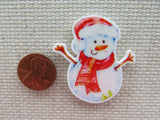 Second view of Snowman with Red Scarf and Stocking Hat Needle Minde.